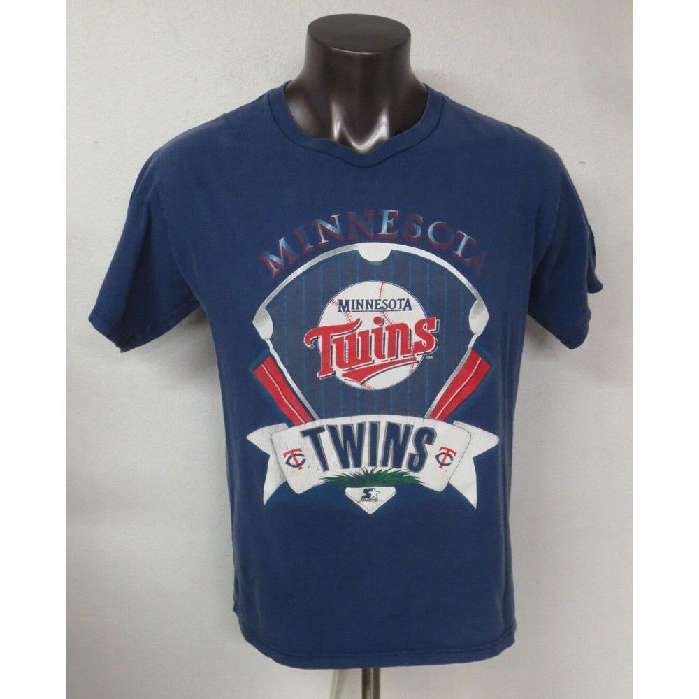Vintage Starter Minnesota Twins Blue T Shirt Size Medium M‎ USA Made 100% Cotton